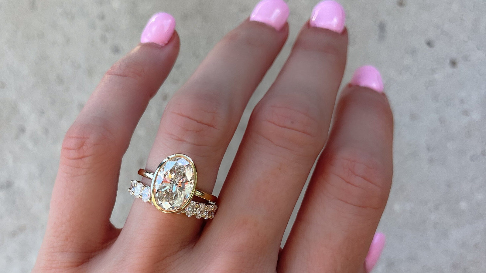 Oval Halo Diamond Bypass Engagement Ring and Wedding Band Bridal Set |  BDD2516-W | Valina