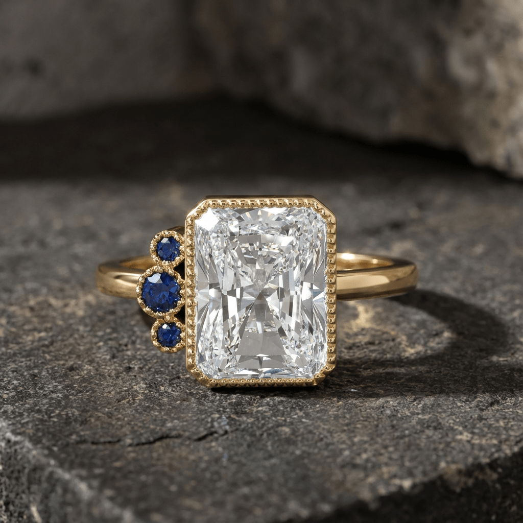 Blue Sapphire Cluster Engagement Rings - GOODSTONE