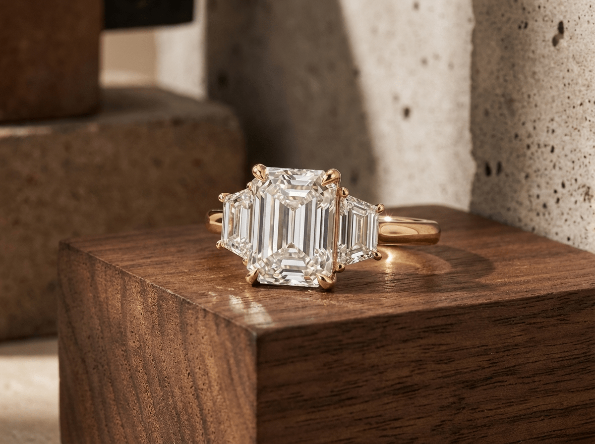 Emerald Cut Lab Grown Engagement Ring - GOODSTONE