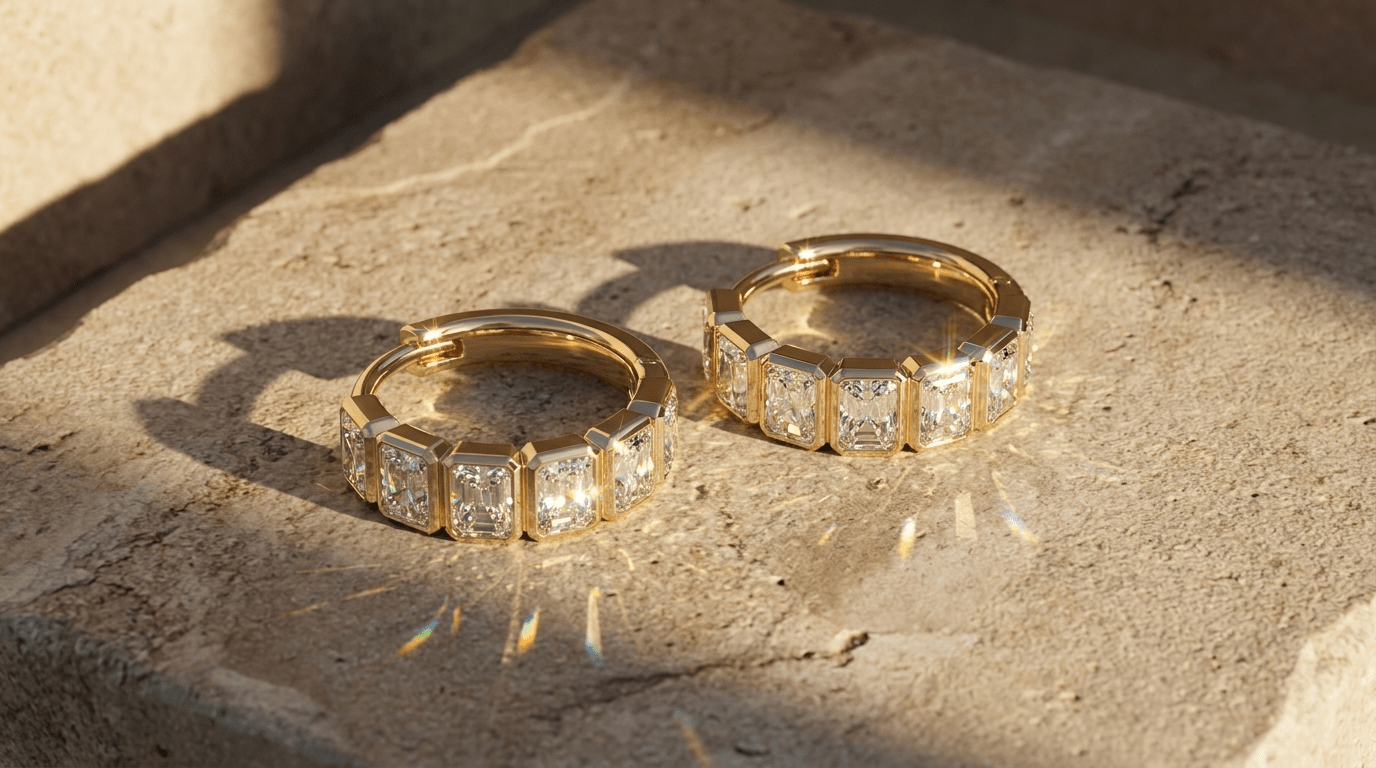 Bezel Set Diamond Huggies - GOODSTONE