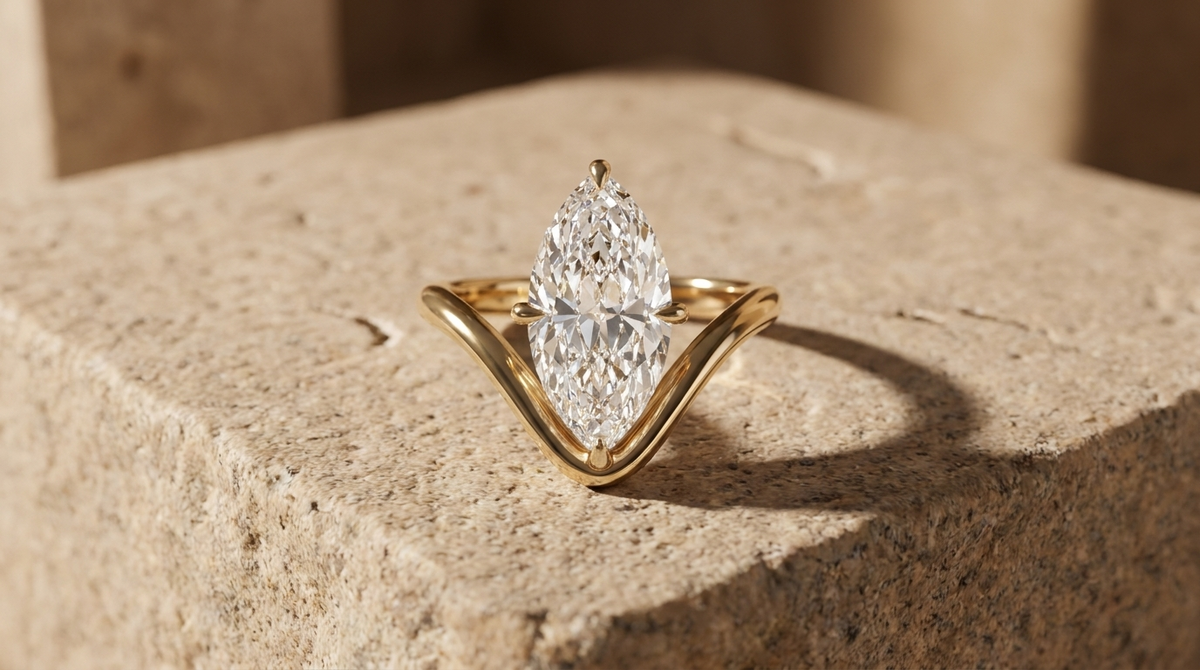 Contoured Compass Set Engagement Ring Collection
