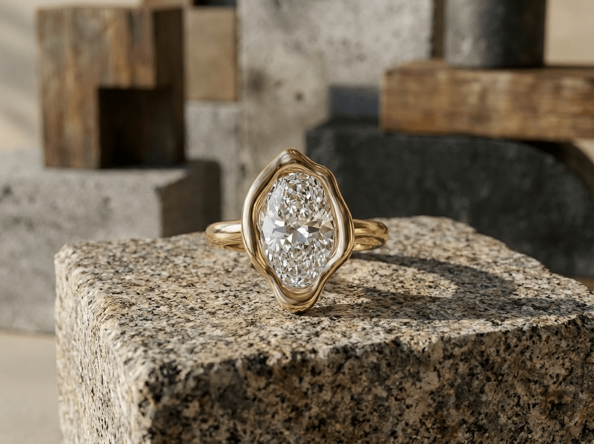 Oval Lab Grown Diamond Engagement Ring - GOODSTONE
