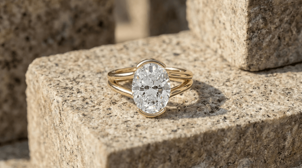 Split Shank Half Bezel Engagement Ring Series - GOODSTONE