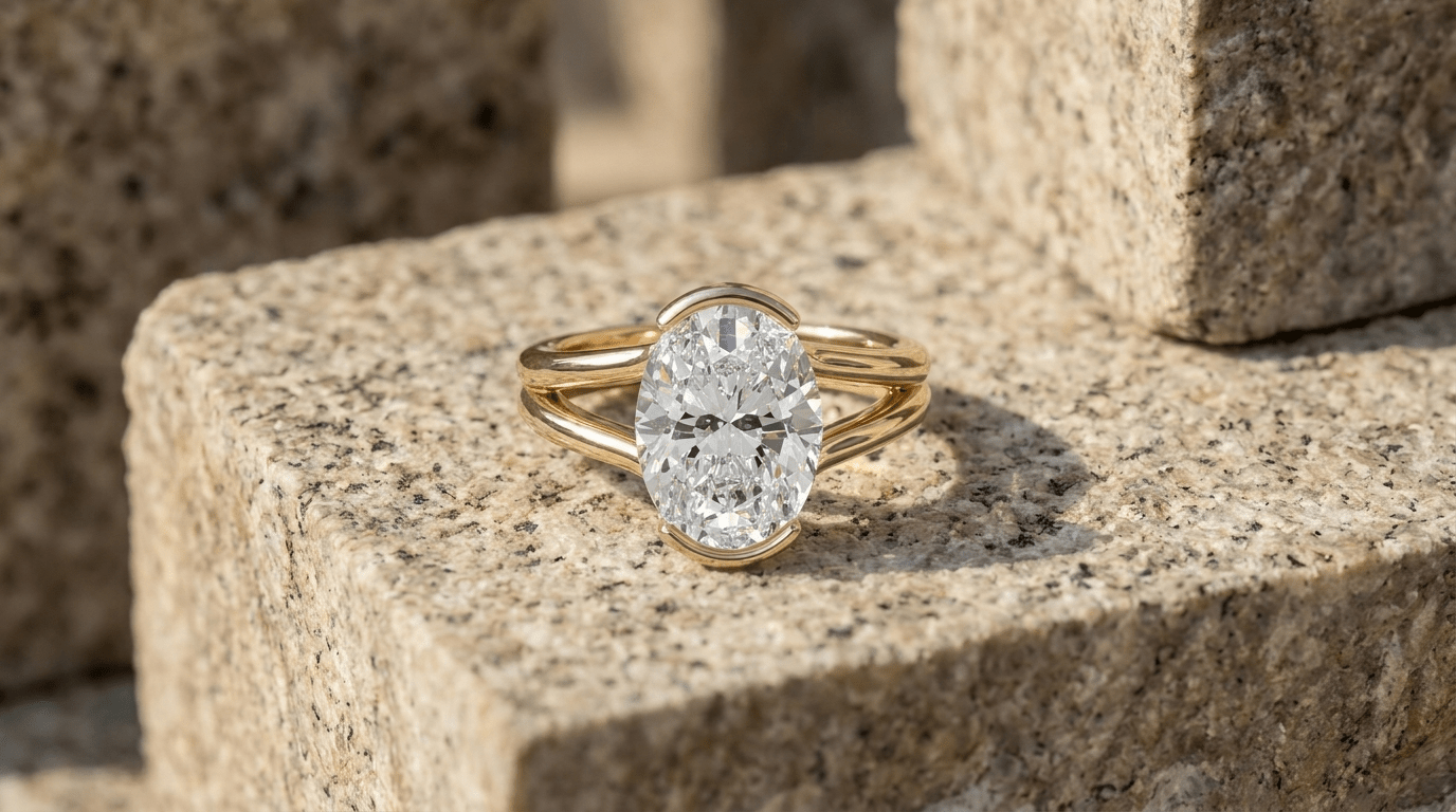 Split Shank Half Bezel Engagement Ring Series - GOODSTONE
