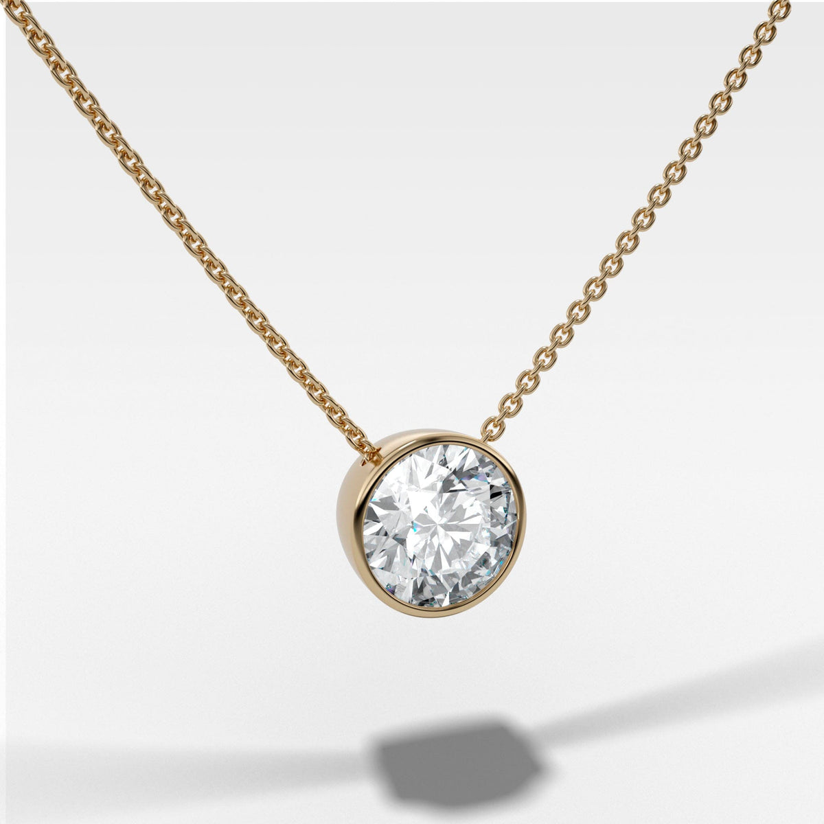Bezel Pendant Necklace with a 0.98ct Round Cut Diamond