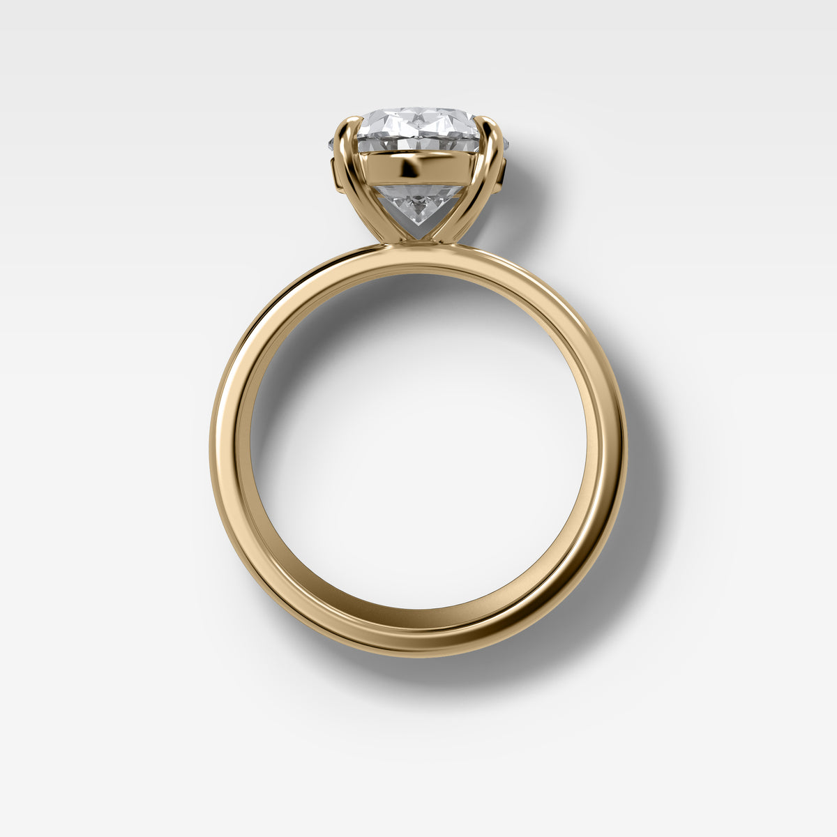 Finest Cigar Band Engagement Ring with Oval Cut Diamond
