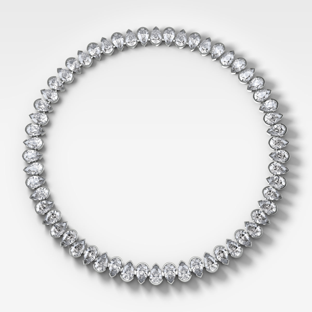 Half Bezel Pear Diamond Choker Necklace
