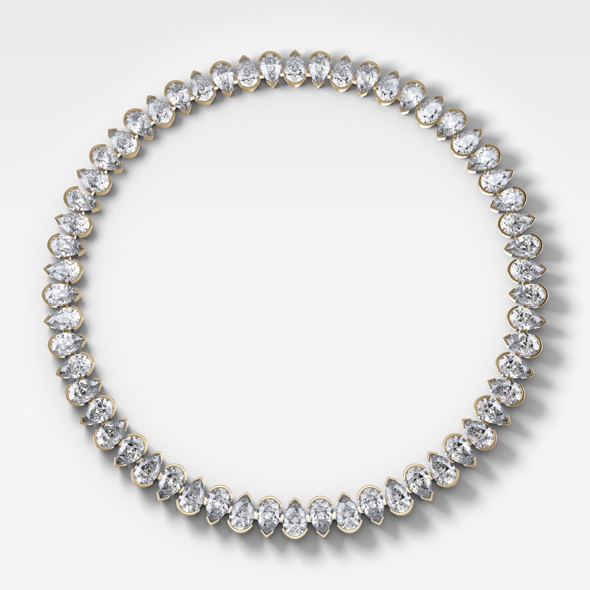 Half Bezel Pear Diamond Choker Necklace