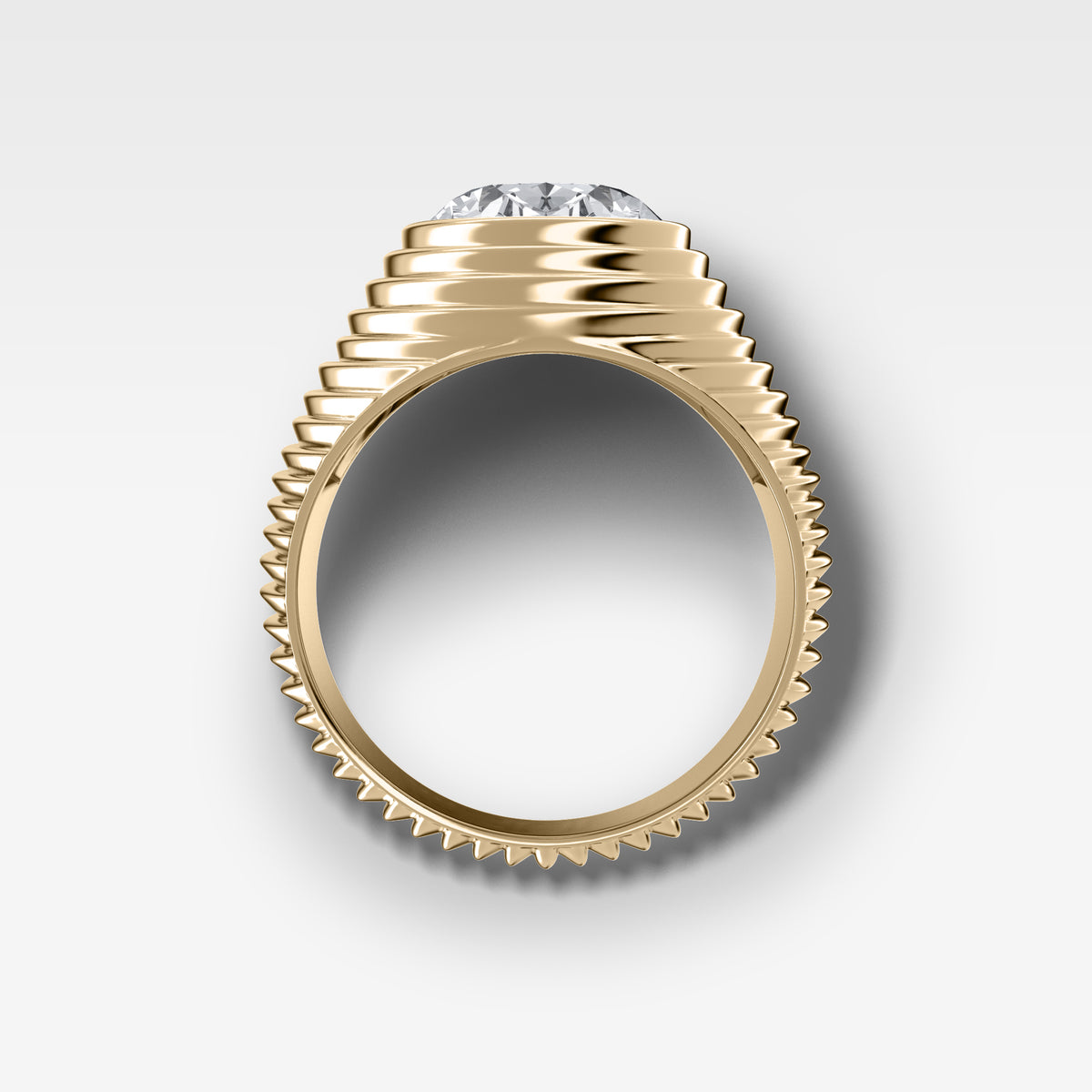 Ripple Solitaire Engagement Ring with an Oval Cut Diamond