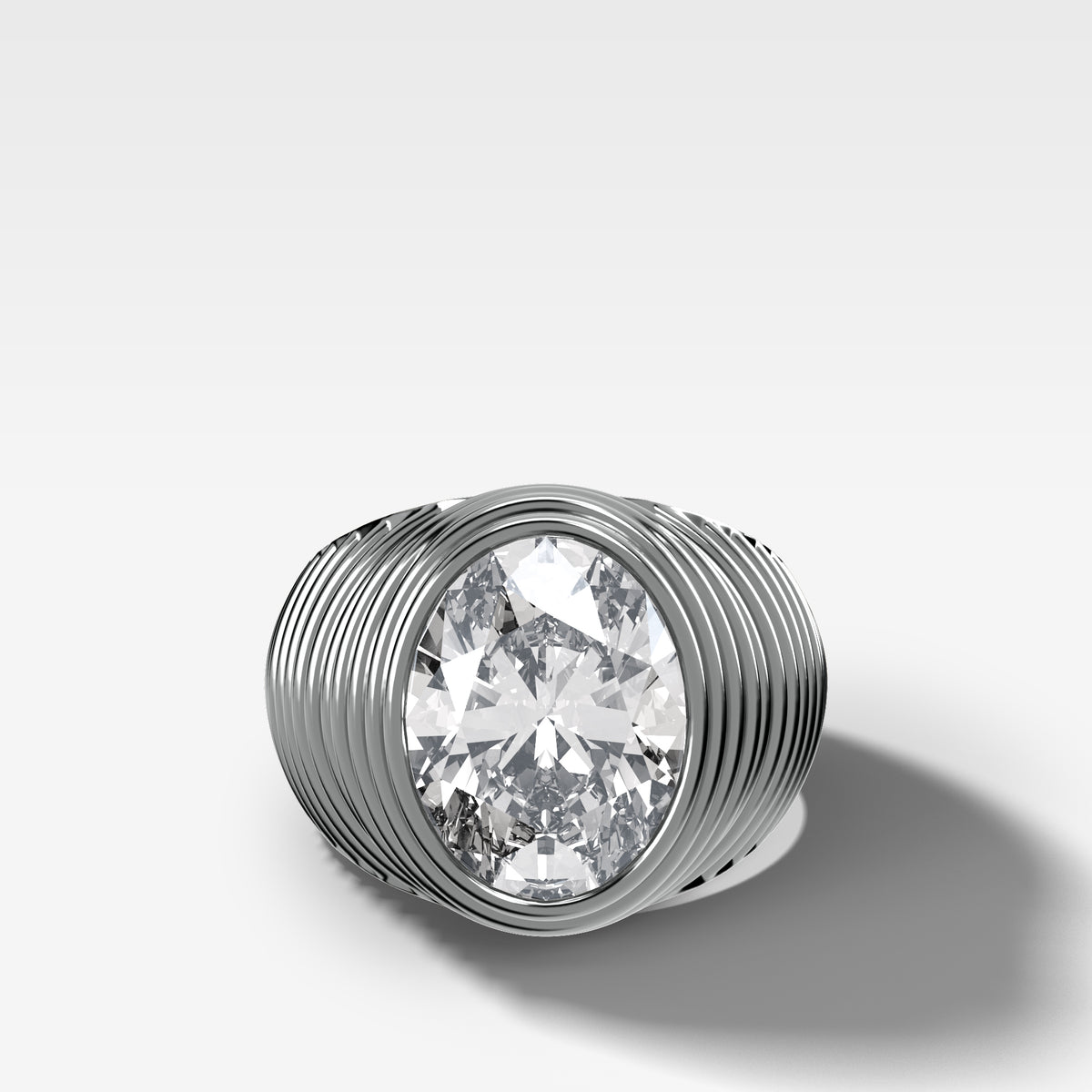 Ripple Solitaire Engagement Ring with an Oval Cut Diamond