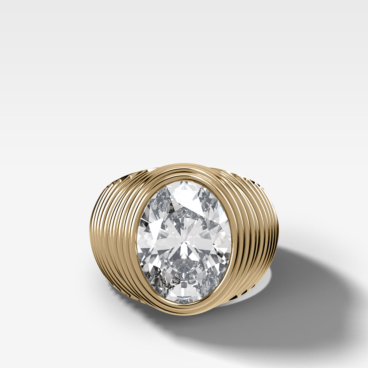 Ripple Solitaire Engagement Ring with an Oval Cut Diamond