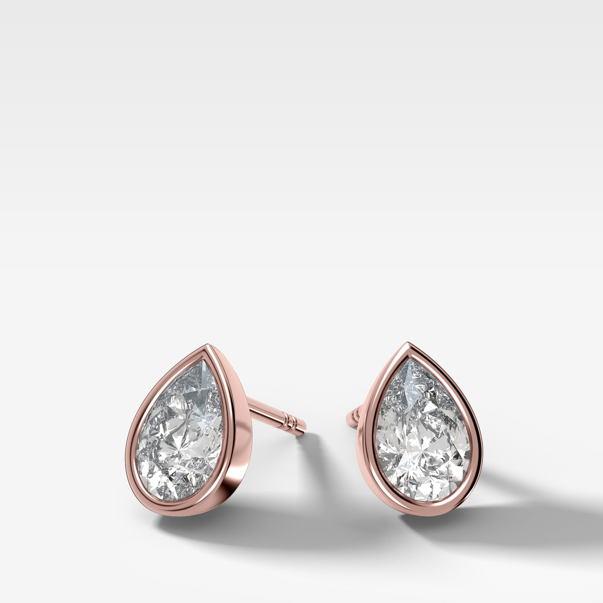 Bezel Set Pear Diamond Studs
