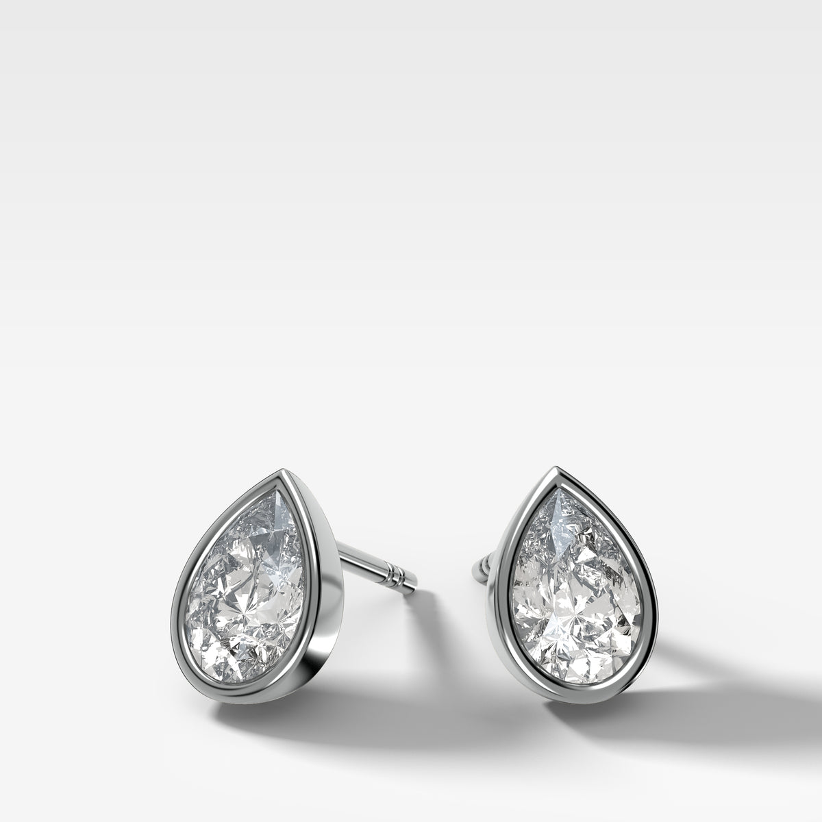 Bezel Set Pear Diamond Studs