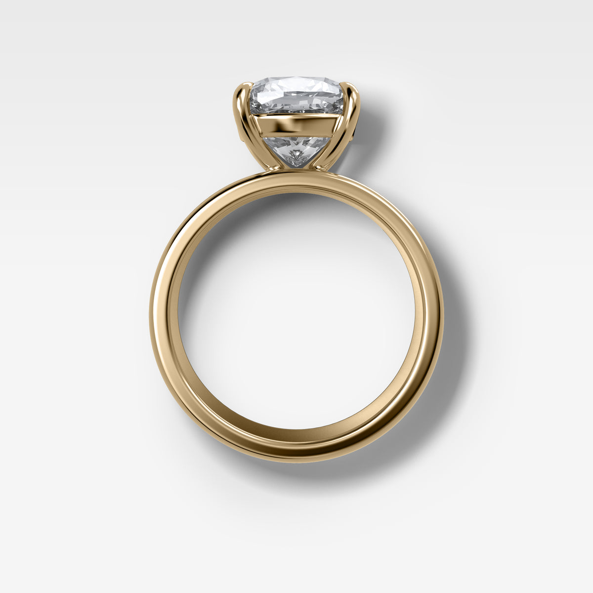 Finest Cigar Band Engagement Ring with Cushion Cut Diamond