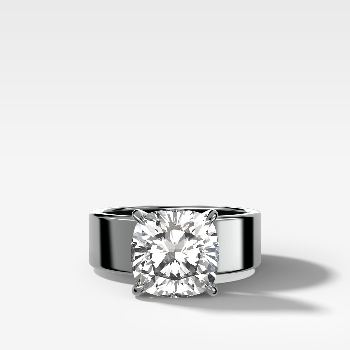 Finest Cigar Band Engagement Ring with Cushion Cut Diamond