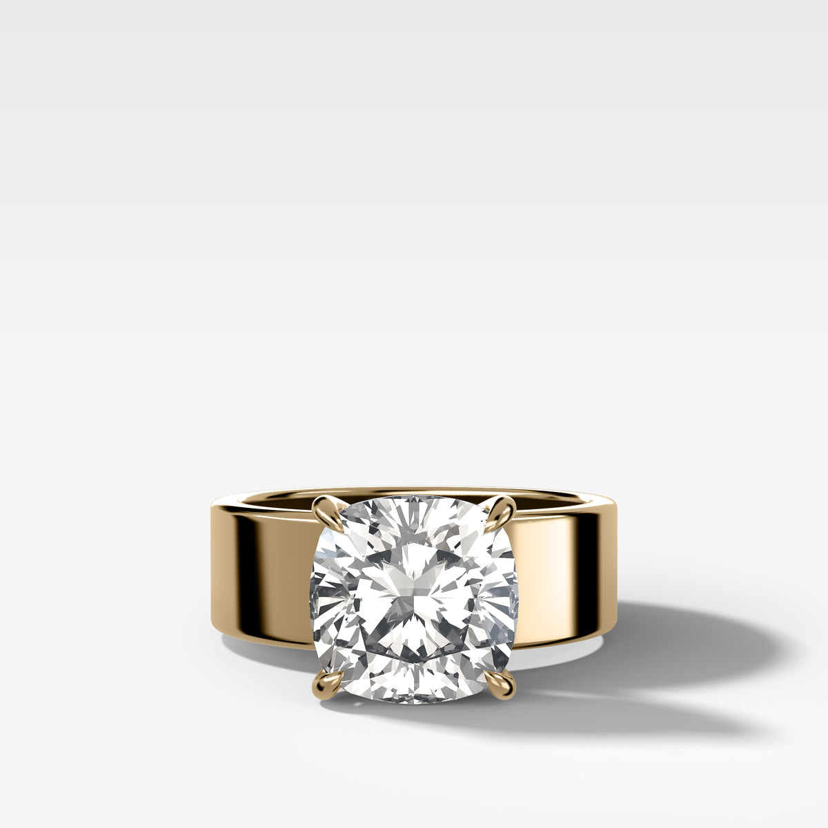 Finest Cigar Band Engagement Ring with Cushion Cut Diamond