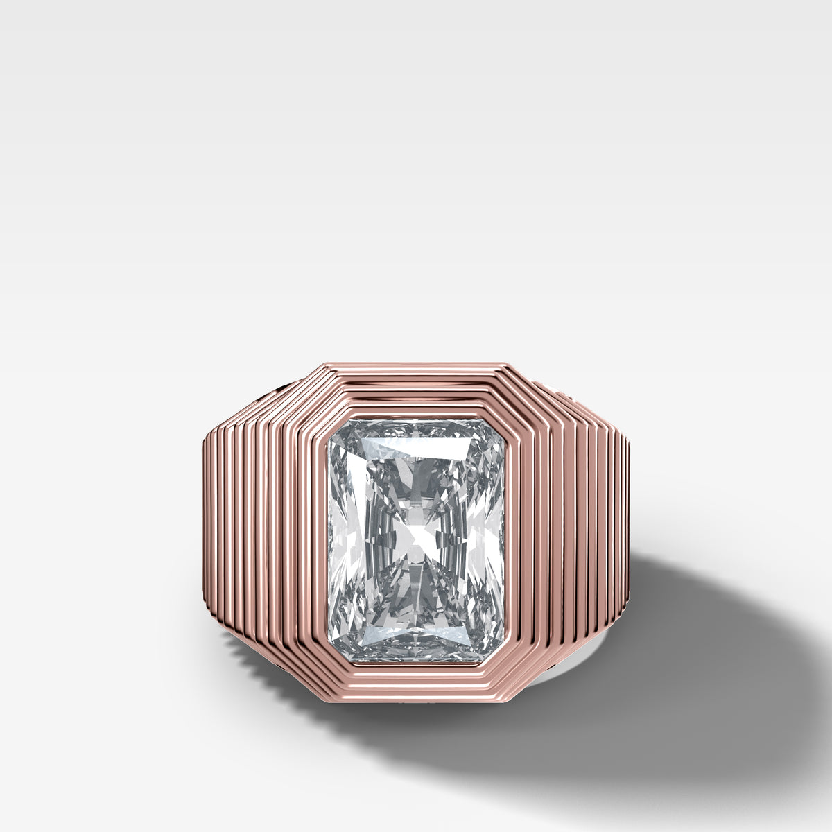 Ripple Solitaire Engagement Ring with Elongated Radiant Cut Diamond