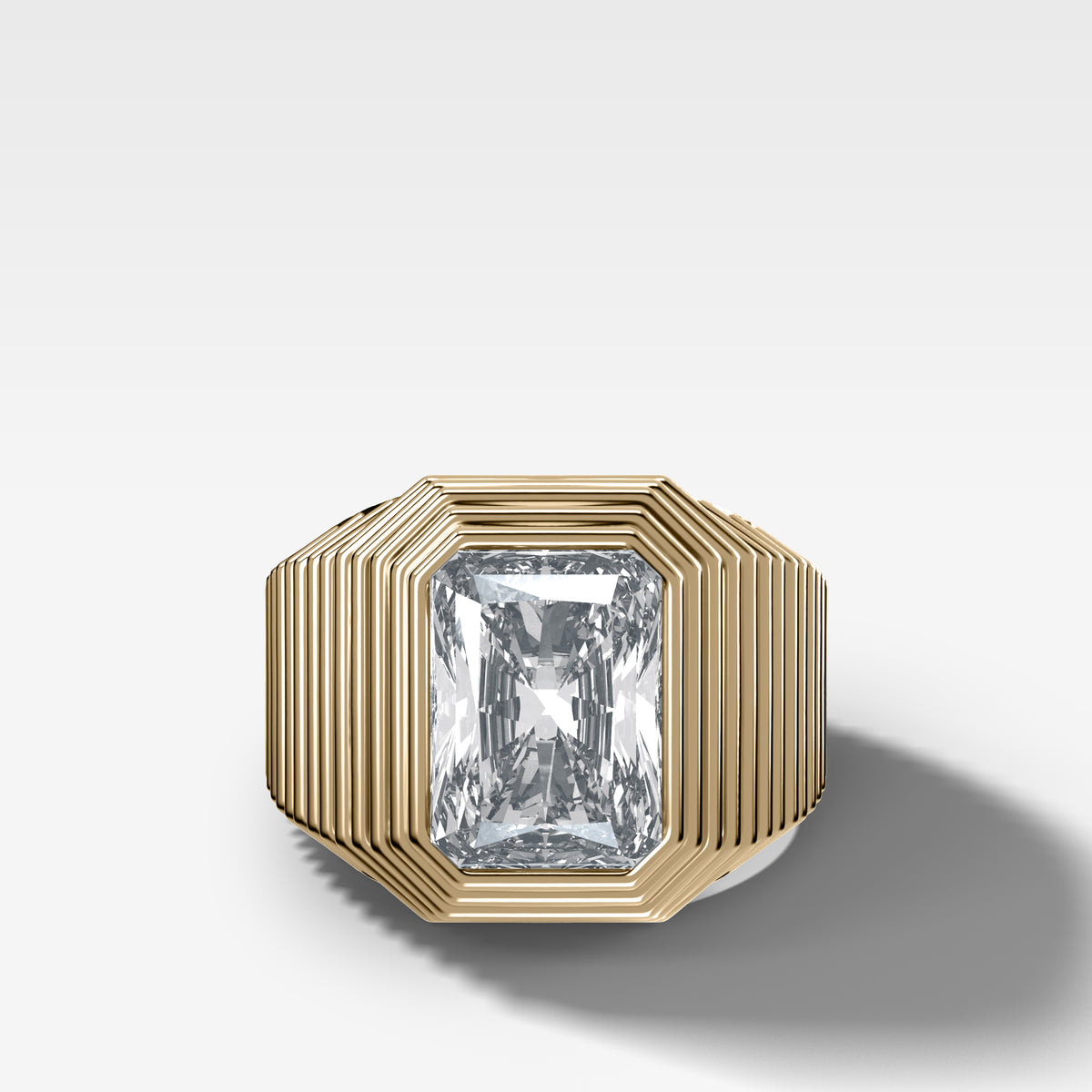 Ripple Solitaire Engagement Ring with Elongated Radiant Cut Diamond