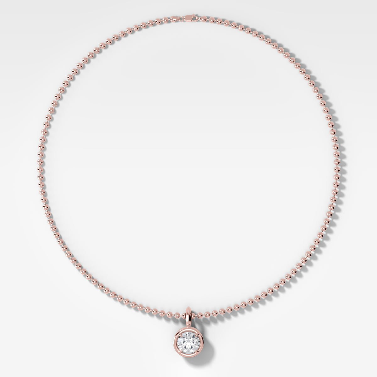 Club Round Attachable Diamond Pendant With Beaded Chain (3mm)