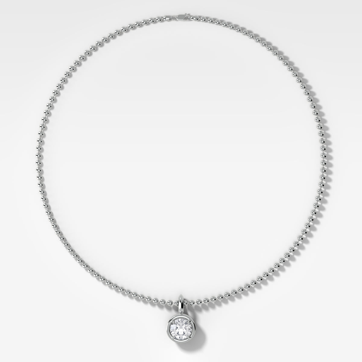 Club Round Attachable Diamond Pendant With Beaded Chain (3mm)