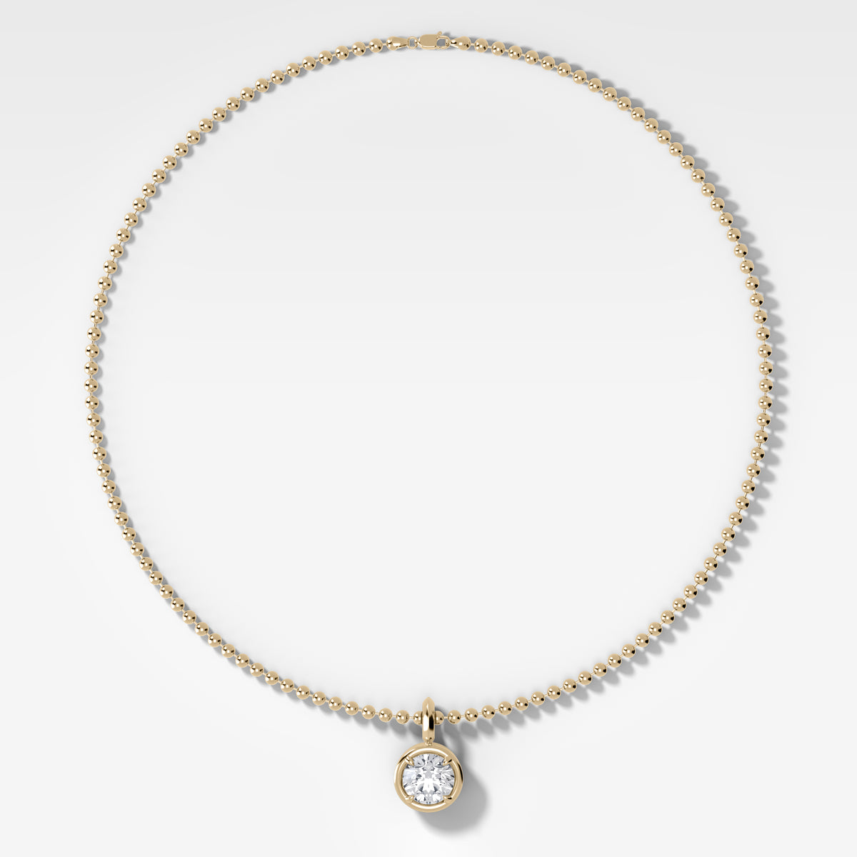 Club Round Attachable Diamond Pendant With Beaded Chain (3mm)