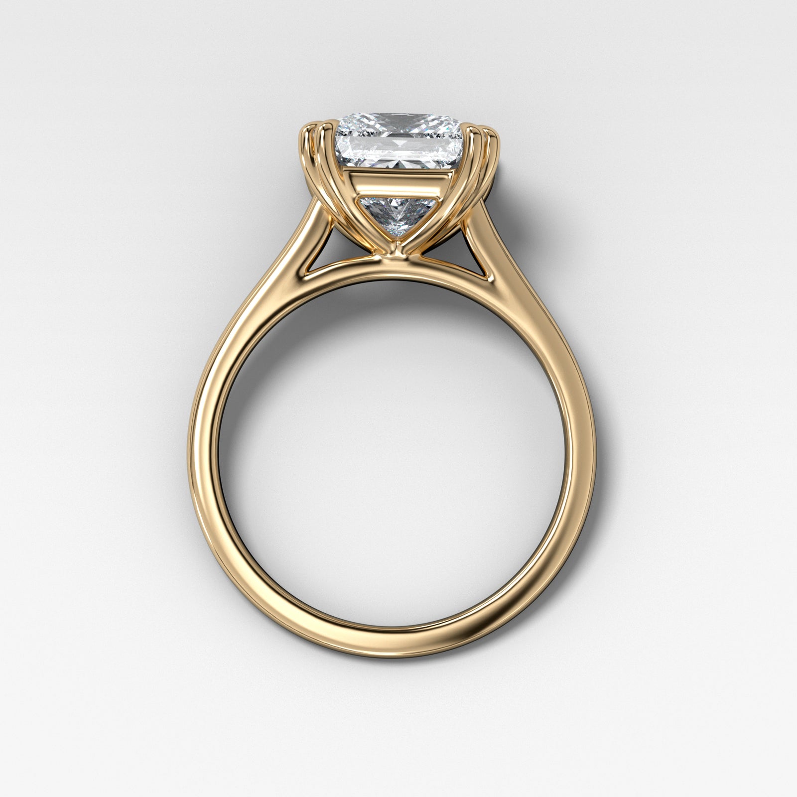 Signature Cathedral Solitaire With Princess Cut by Good Stone in Yellow Gold