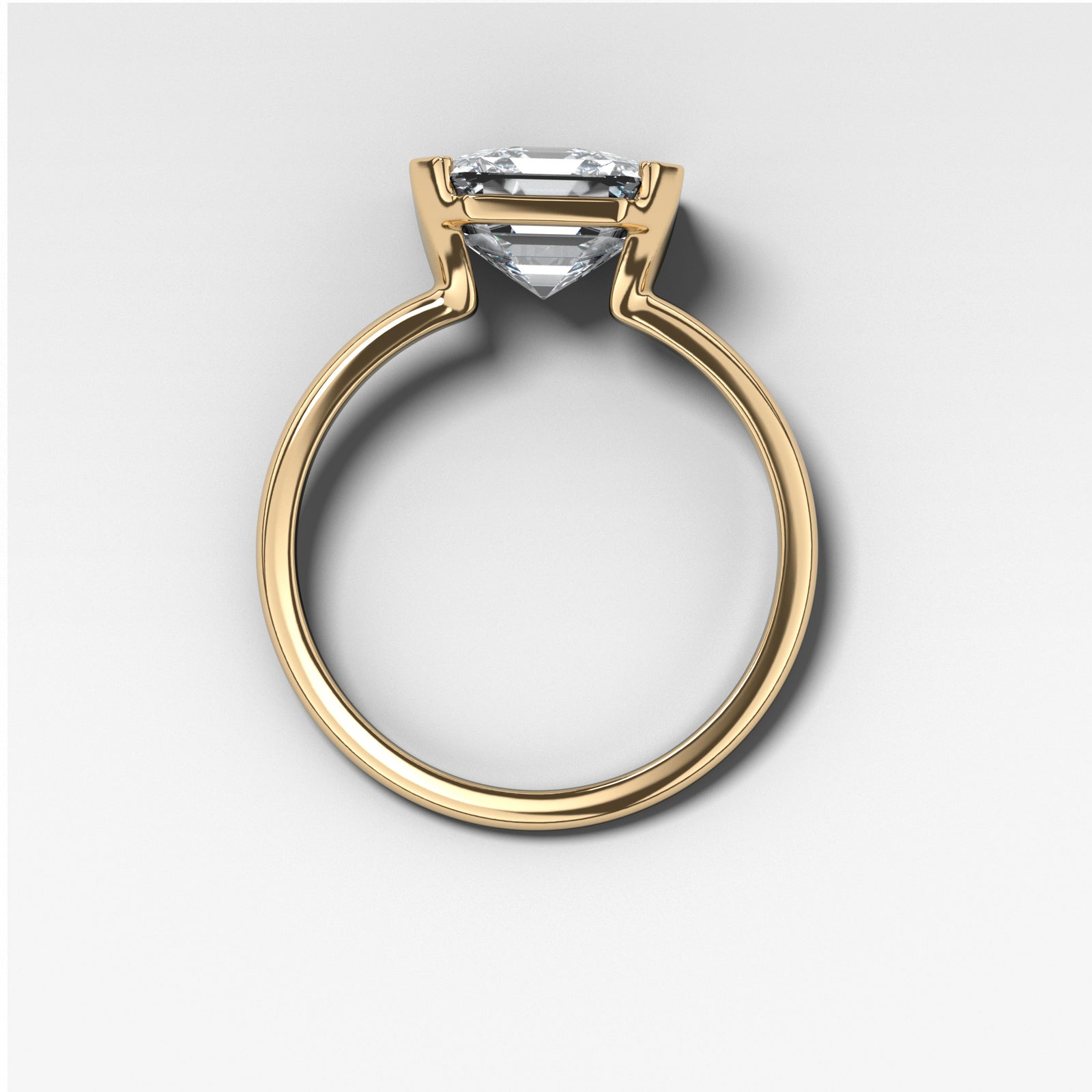 Half Bezel Solitaire Engagement Ring With Asscher Cut by Good Stone in Yellow Gold
