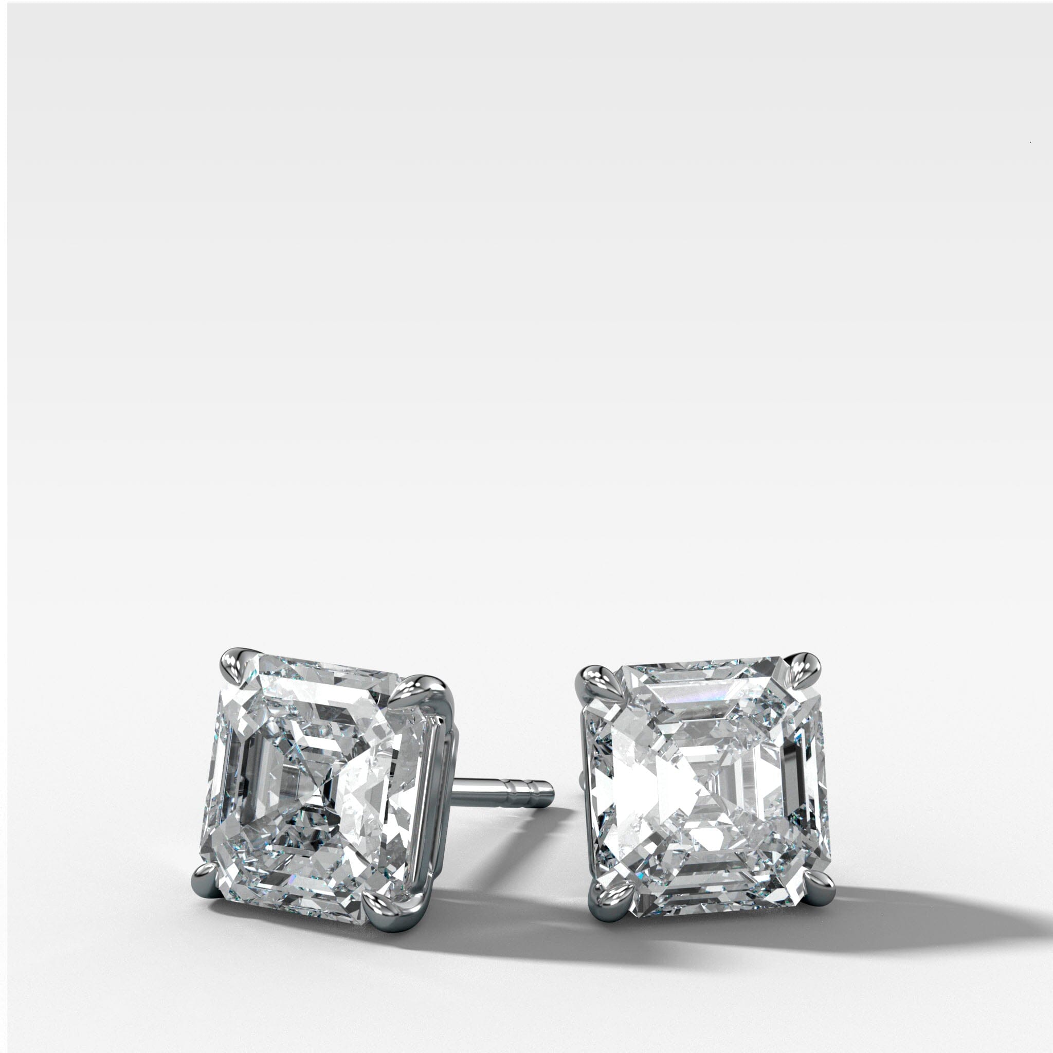 Asscher Cut Single Point Prong Studs Earring Good Stone Inc White Gold 14k .50ct (1.00 ctw) Lab Grown