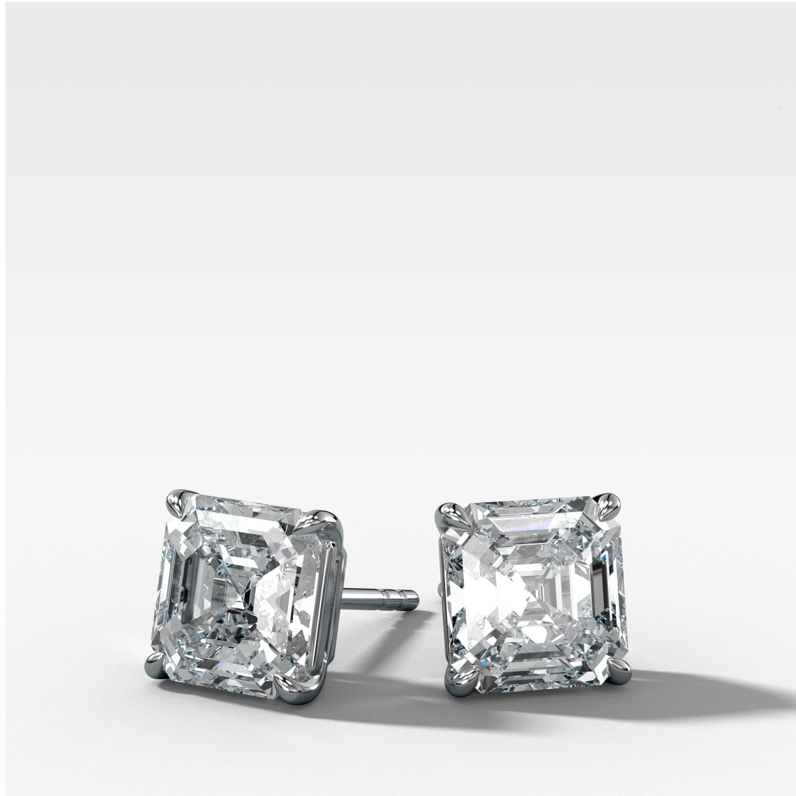 Asscher Cut Single Point Prong Studs Earring Good Stone Inc Yellow Gold 14k .50ct (1.00 ctw) Lab Grown