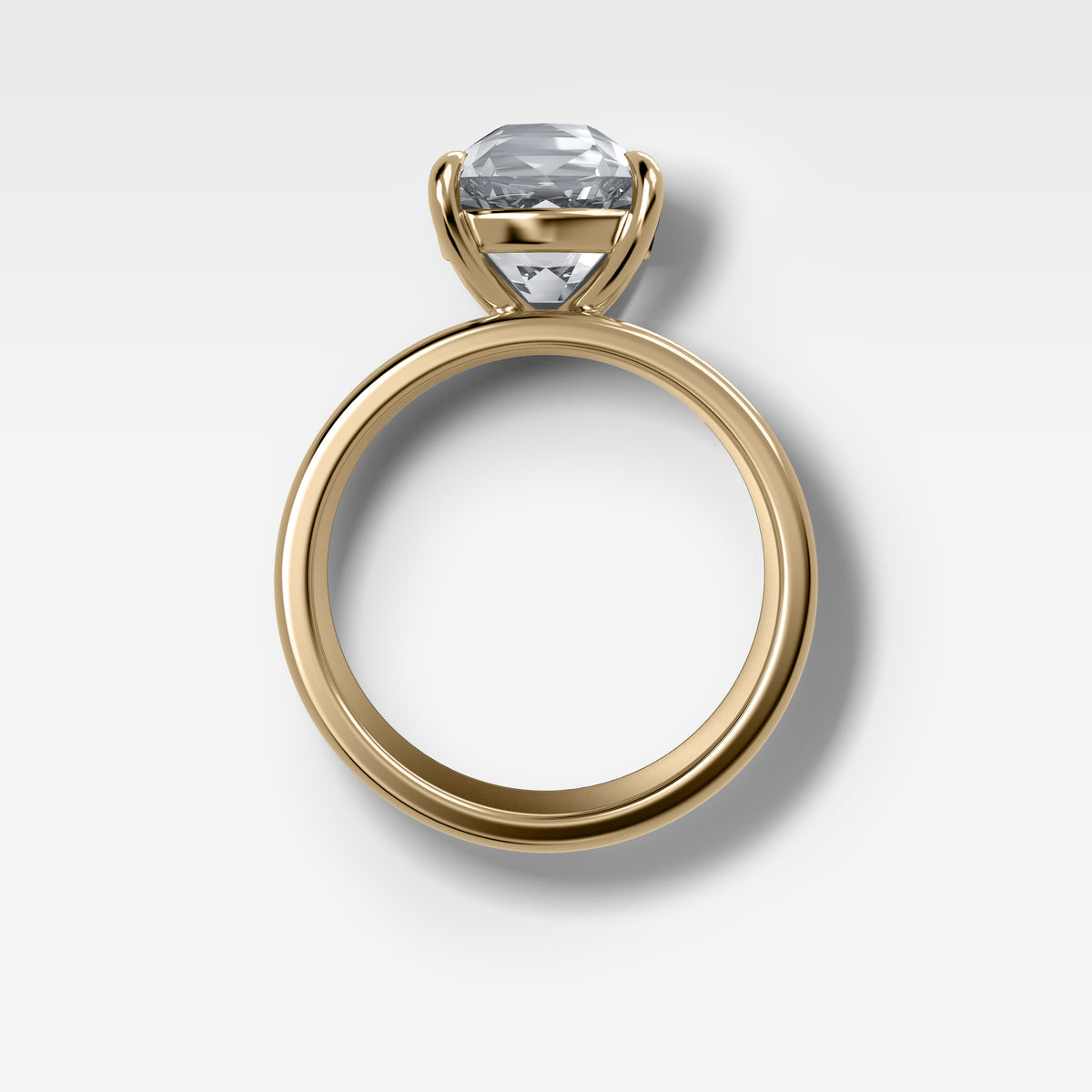 Finest Cigar Band Engagement Ring with Old Mine Cut Diamond