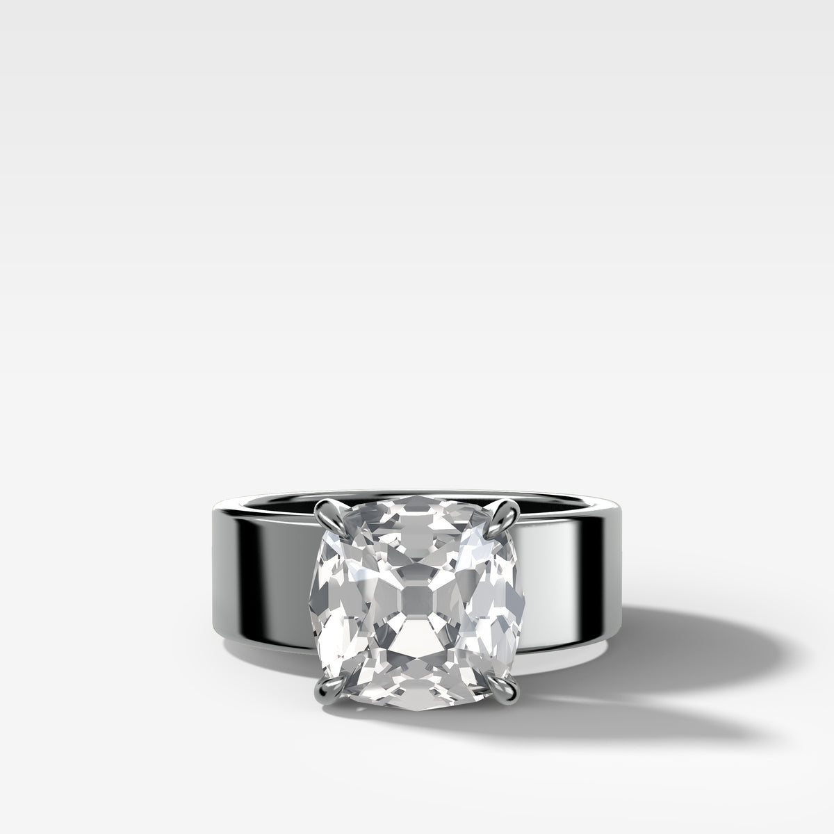 Finest Cigar Band Engagement Ring with Old Mine Cut Diamond