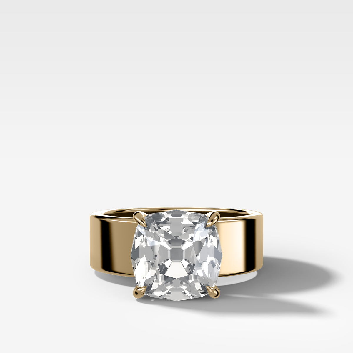 Finest Cigar Band Engagement Ring with Old Mine Cut Diamond