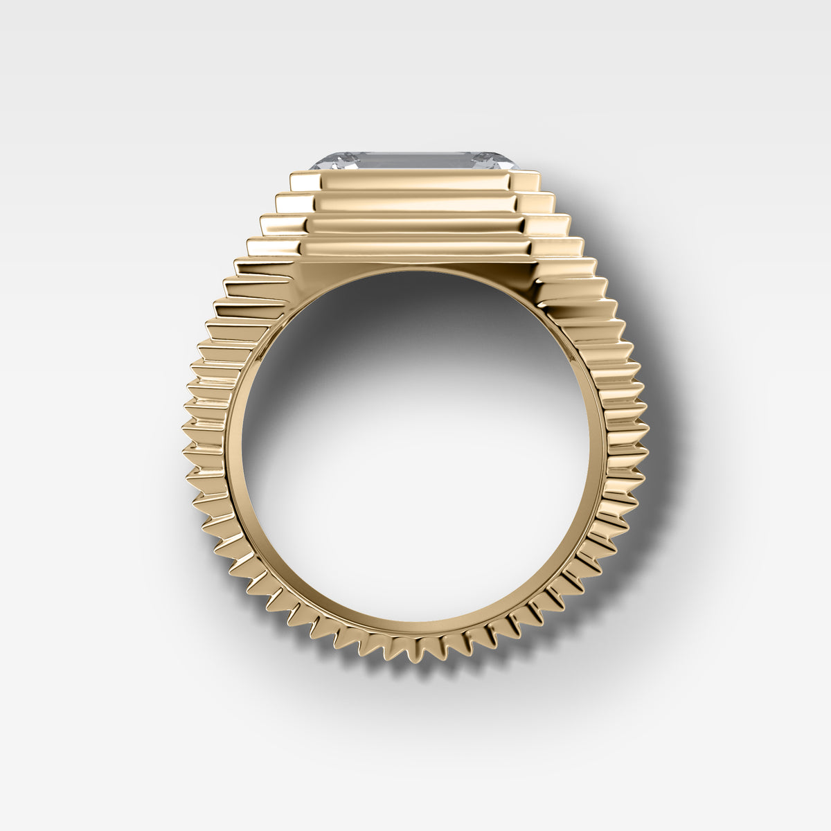 Ripple Solitaire Engagement Ring with East West Emerald Cut Diamond