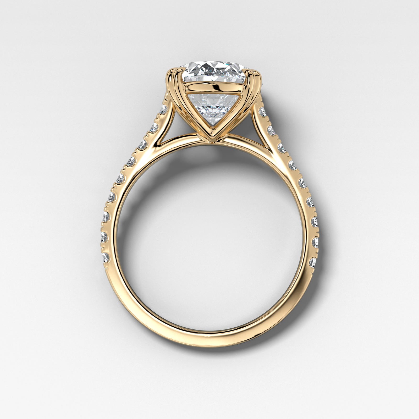 Signature Pavé Engagement Ring With Oval Cut by Good Stone in Yellow Gold