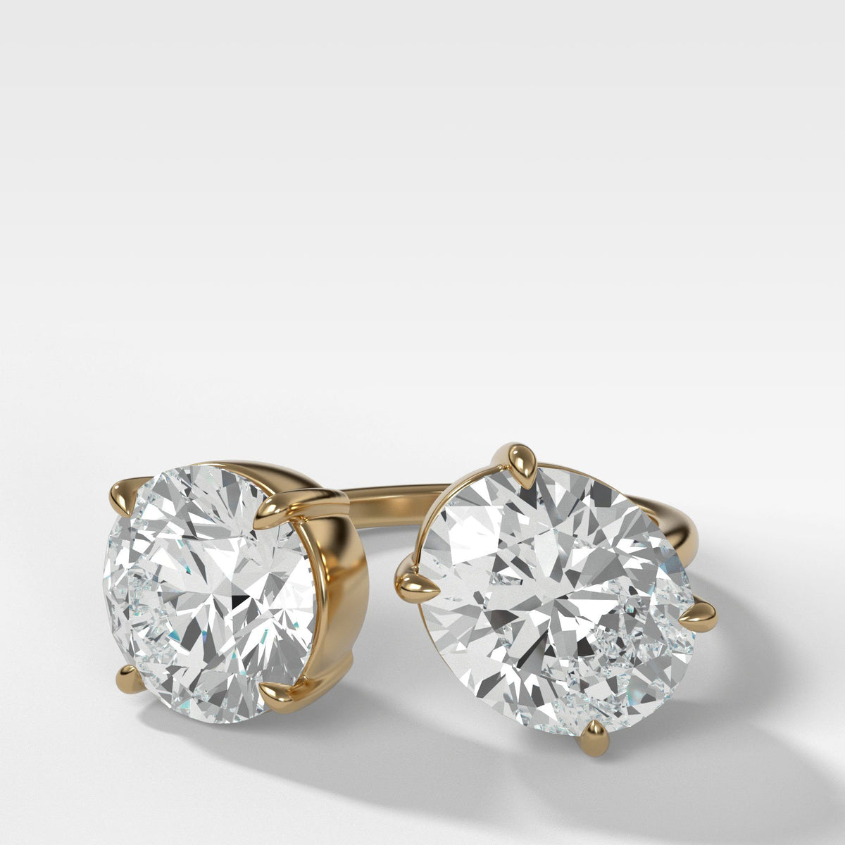 Floating Toi et Moi Engagement Ring with Oval and Round Cut Diamonds