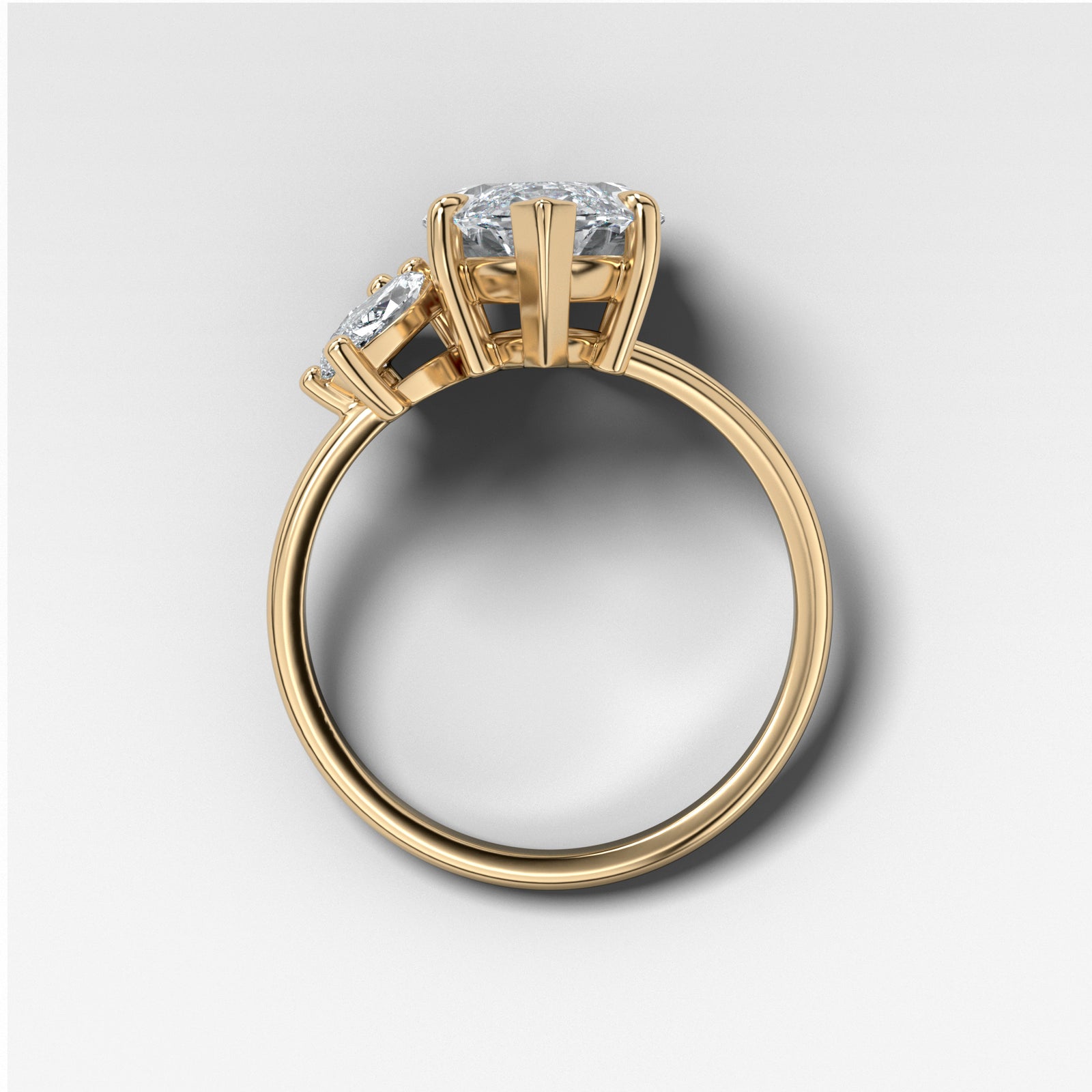 Lotus Engagement Ring With Marquise Cut by Good Stone in Yellow Gold