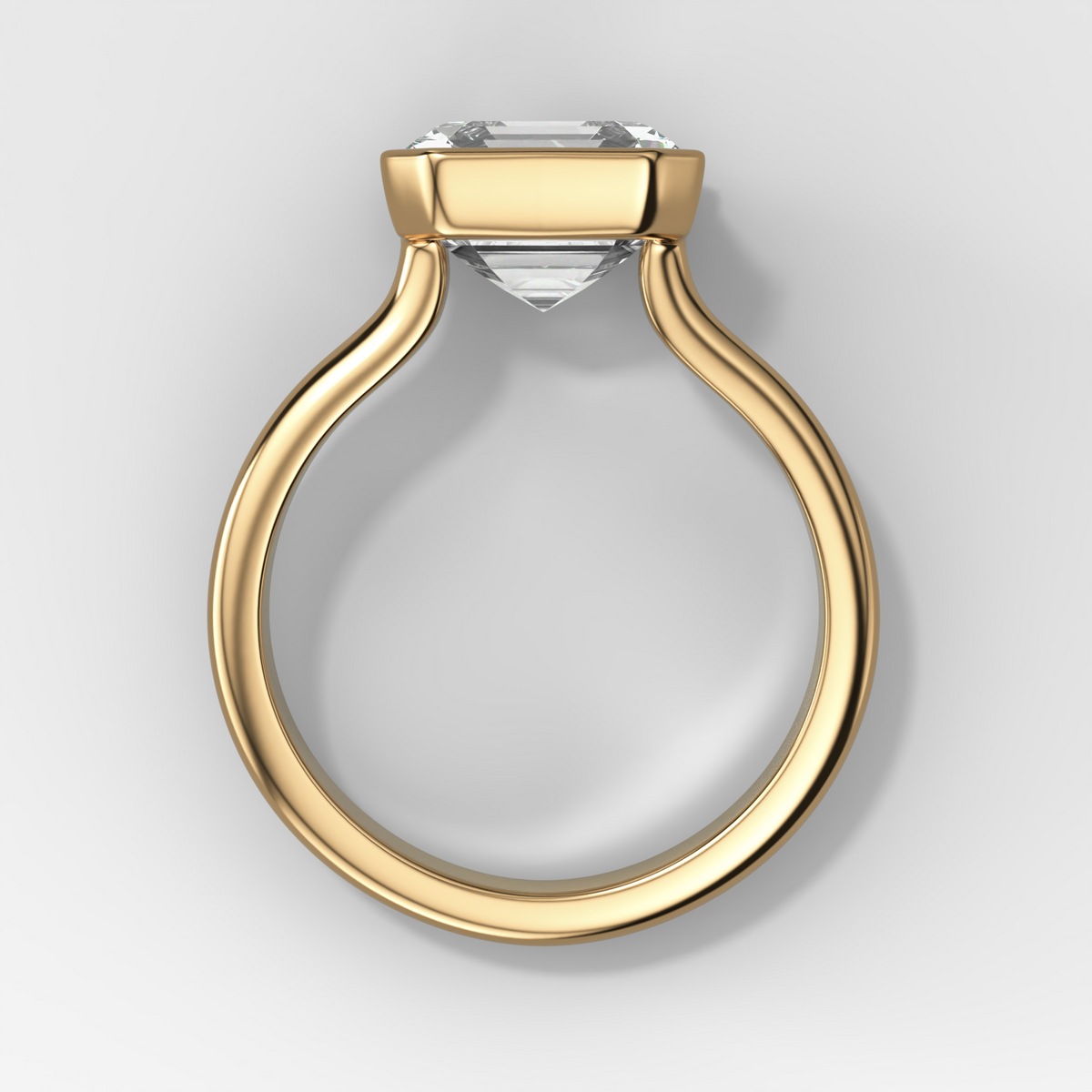 Double Row North South Half Bezel Solitaire Engagement Ring With Asscher Cut Diamond