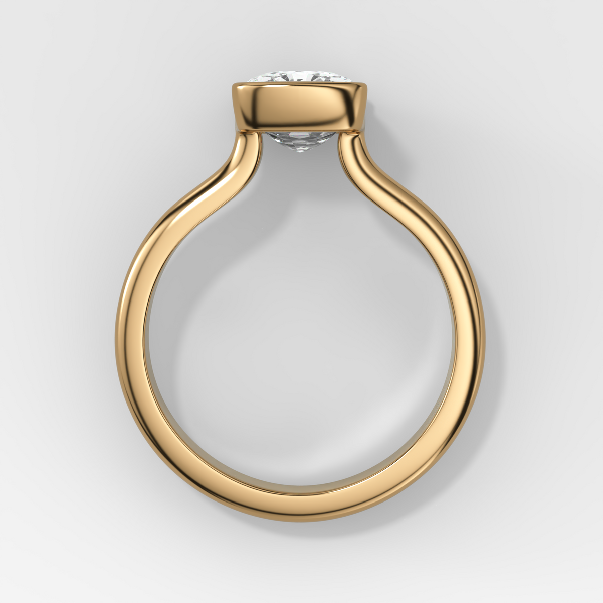 Double Row North South Half Bezel Solitaire Engagement Ring With Cushion Cut Diamond