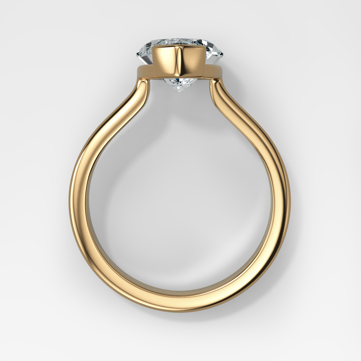 Double Row North South Half Bezel Solitaire Engagement Ring With Marquise Cut Diamond