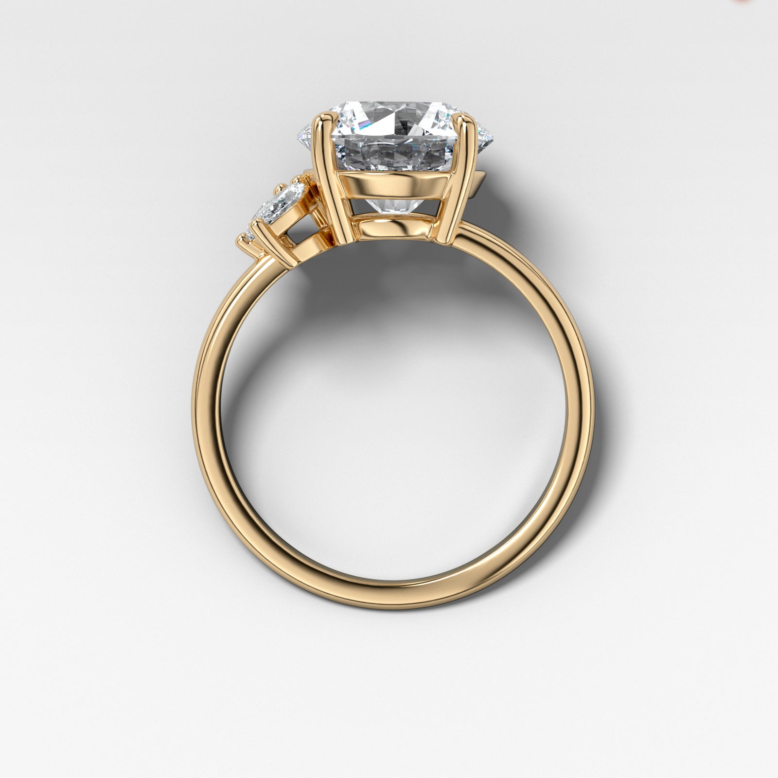 Lotus Engagement Ring With Round Cut by Good Stone in Yellow Gold