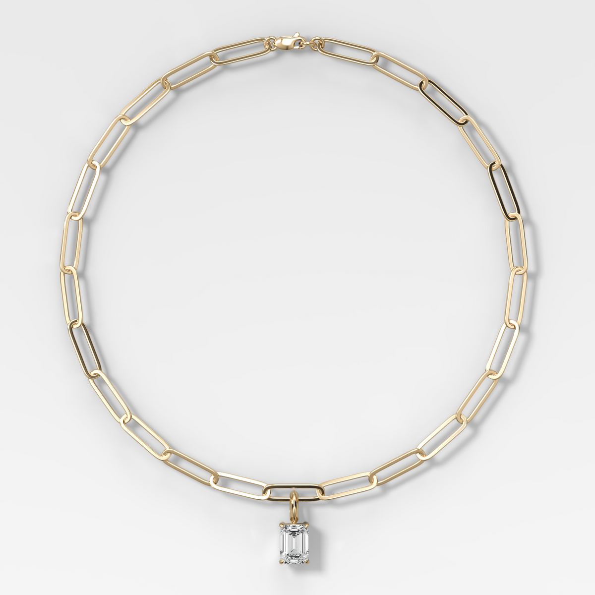 Classic Emerald Attachable Diamond Pendant With Paperclip Chain (6.2mm)