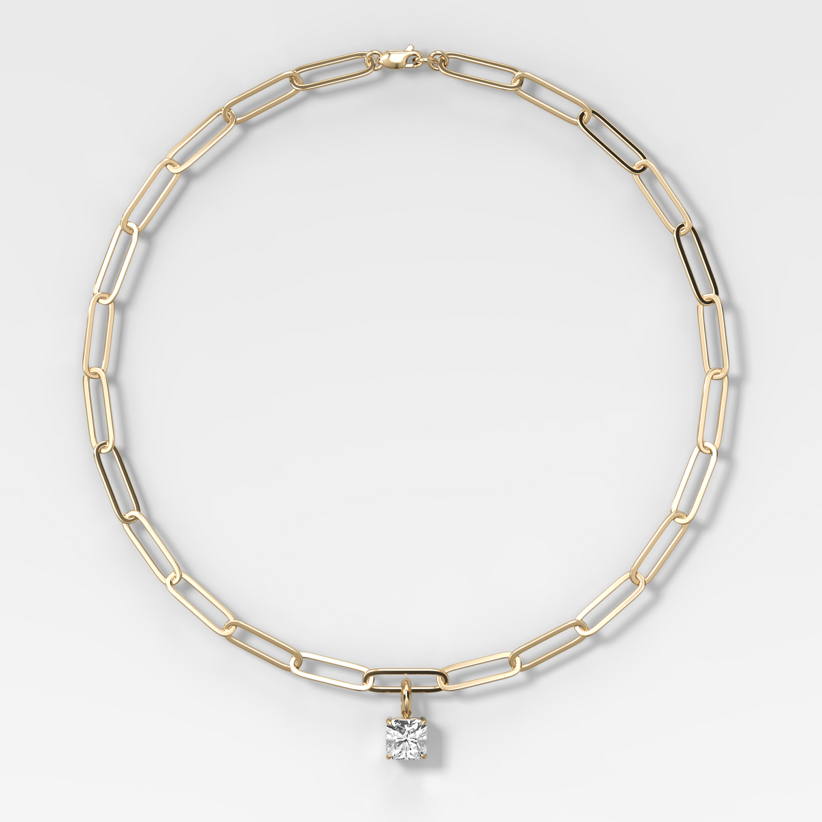 Colgante de diamantes ajustable, radiante, cuadrado clásico, con cadena con clip (6,2 mm)