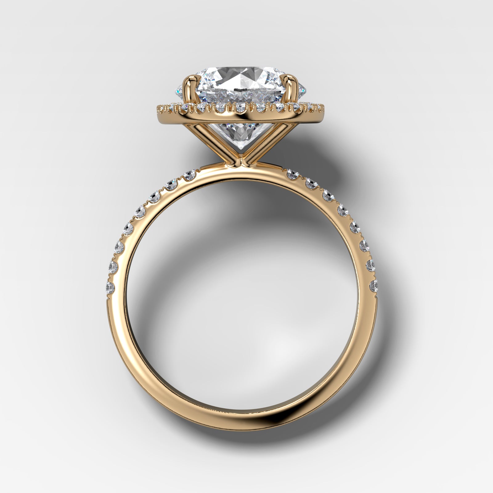 Aurora Pave Halo Ring With Round Cut by Good Stone in Yellow Gold
