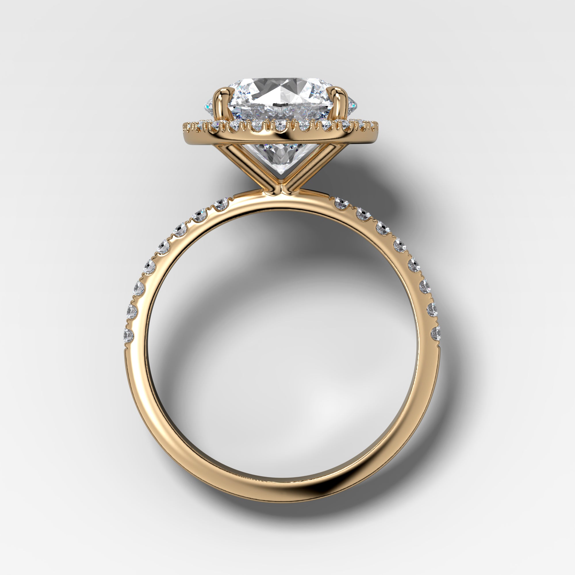 Aurora Pave Halo Ring With Round Cut by Good Stone in Yellow Gold