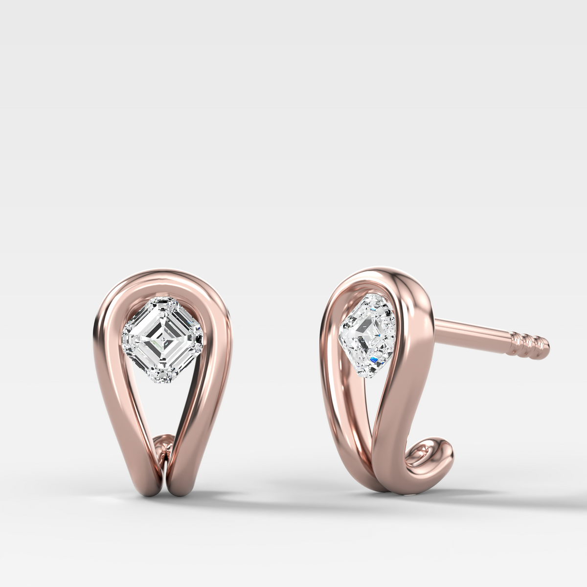 Lasso Huggies with Asscher Cut Diamonds