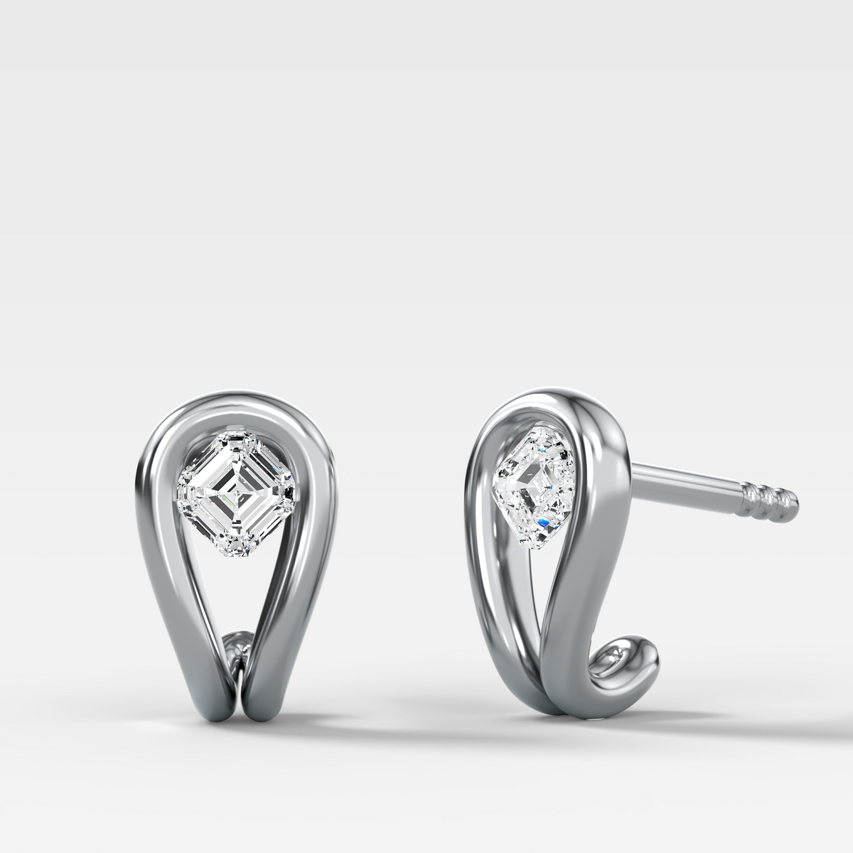 Lasso Huggies with Asscher Cut Diamonds