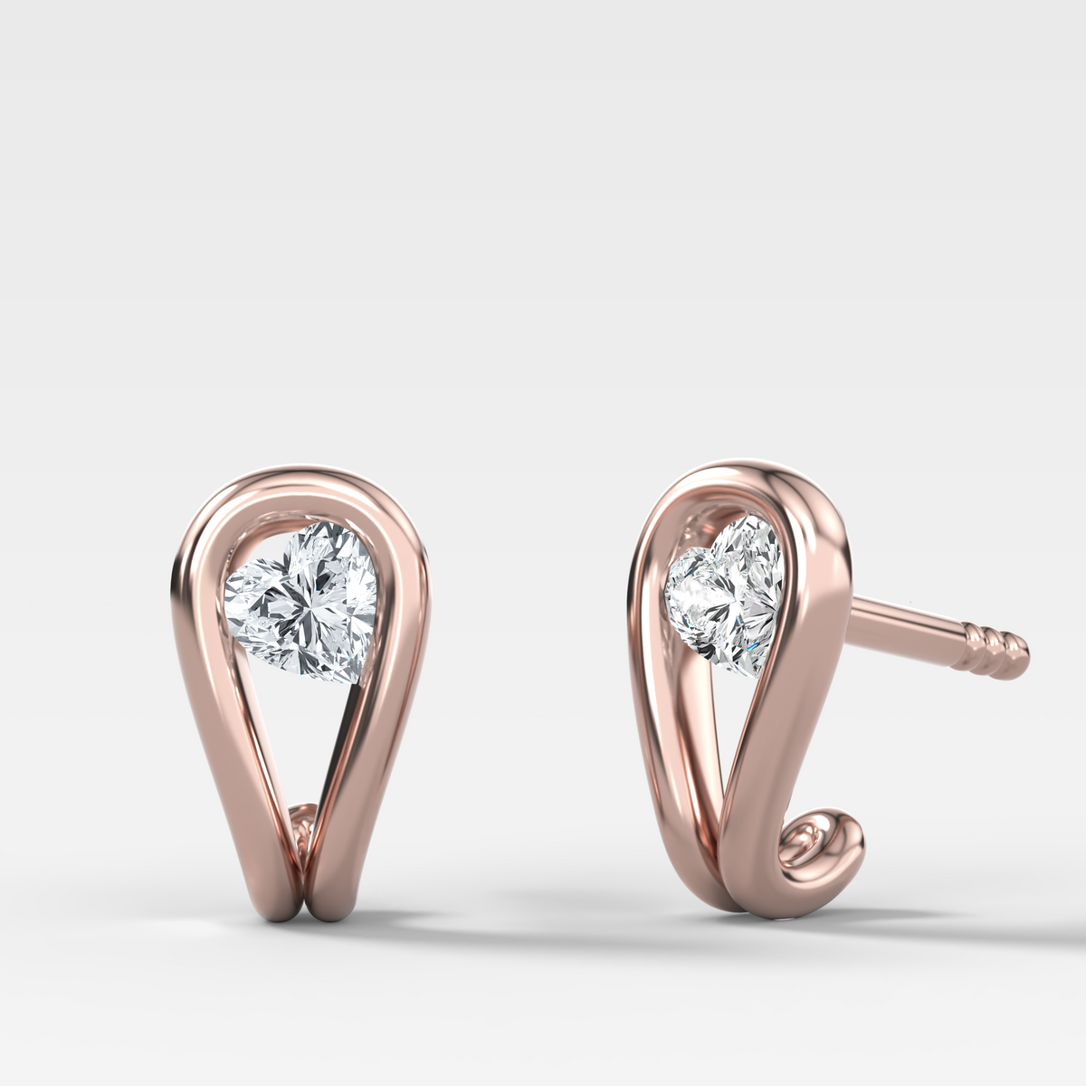 Lasso Huggies with Heart Cut Diamonds