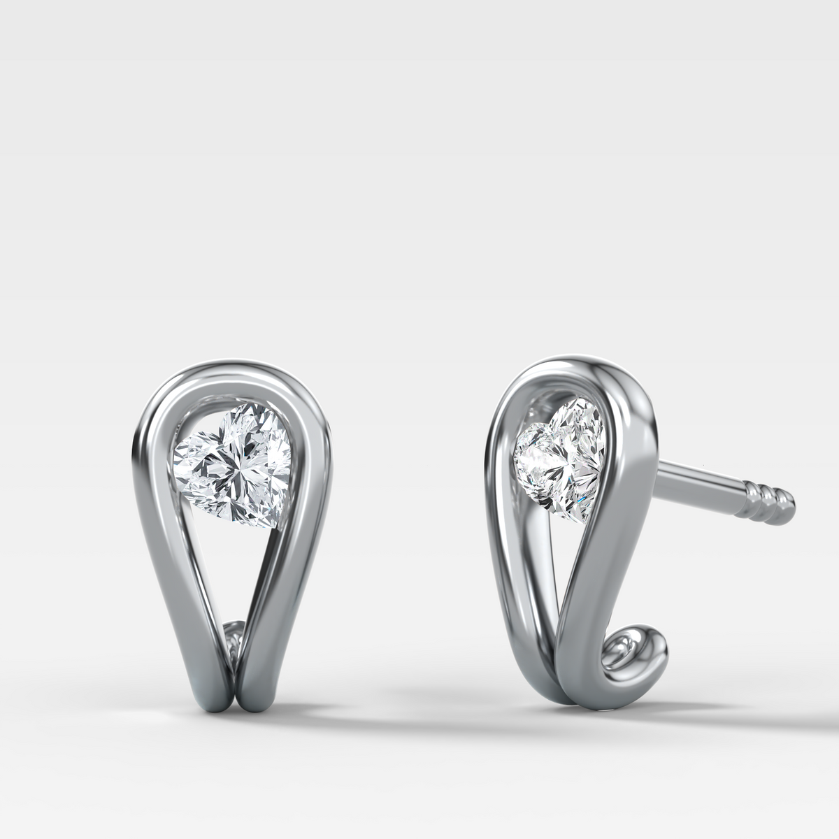 Lasso Huggies with Heart Cut Diamonds