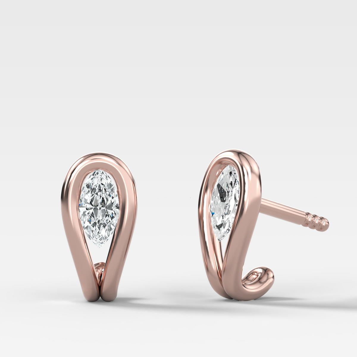Lasso Huggies with Marquise Cut Diamonds