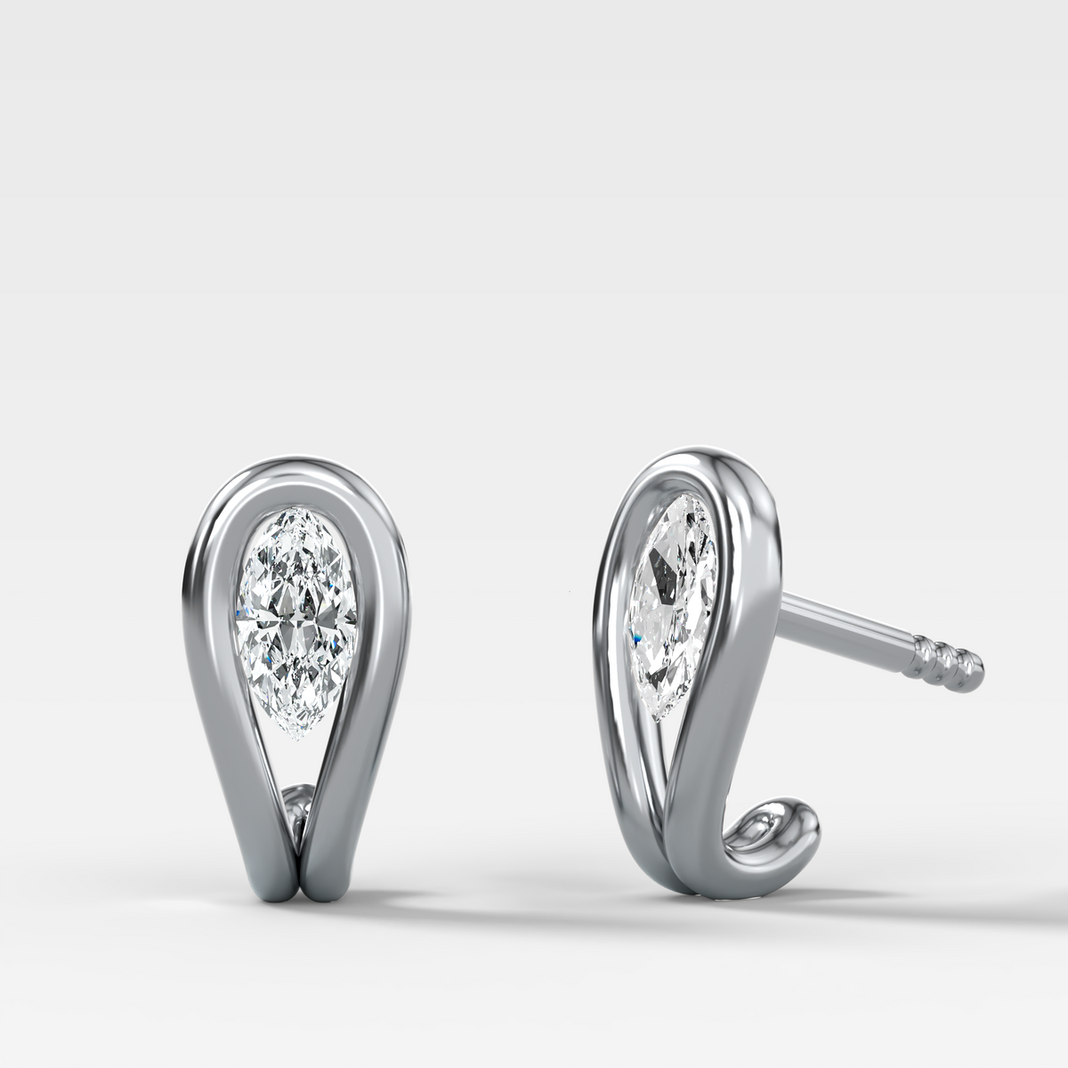 Lasso Huggies with Marquise Cut Diamonds